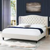 Coverley Fabric Upholstered Tufted Wingback Shelter Platform Bed