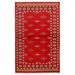 ECARPETGALLERY Hand-knotted Finest Peshawar Bokhara Dark Red Wool Rug - 3'11 x 6'2