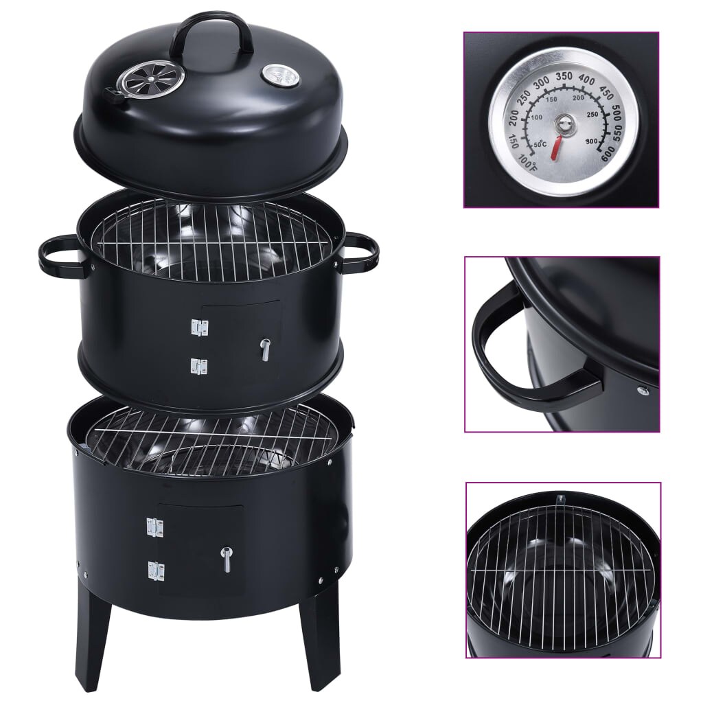 vidaXL 3-in-1 Holzkohlegrill Räucherofen 40×80 cm Image