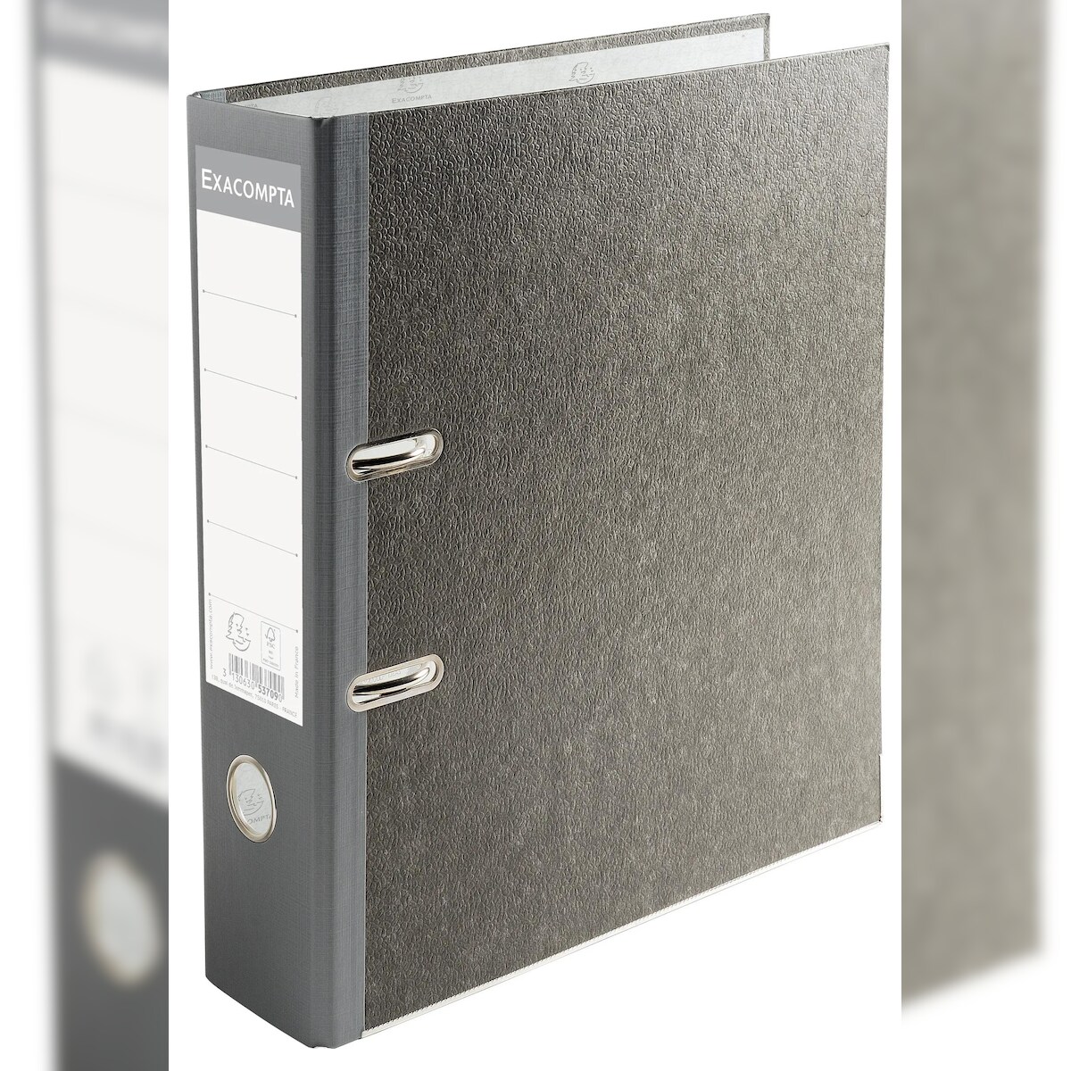 Exacompta 53709E 20x Ordner Standard wolkenmarmoriert, mit 2 Ringen, 80mm Rücken farbig, für Format DIN A4 - Grau - Rücken grau Image