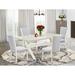 Greyleigh™ Laumann 4 - Person Rubberwood Solid Wood Dining Set Wood/Upholstered in Gray/White | 30" H x 72" L x 40" W | Wayfair