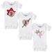 Girls Infant Tiny Turnip White Boston Red Sox 3-Piece Bodysuit Set