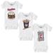 Infant Tiny Turnip White Cleveland Guardians 3-Piece Snacks Bodysuit Set