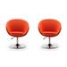 Hopper Orange and Polished Chrome Wool Blend Adjustable Height Chair (Set of 2) - Manhattan Comfort 2-AC036-OR