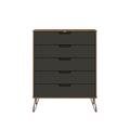 Rockefeller 5-Drawer Tall Dresser with Metal Legs in Nature and Textured Grey - Manhattan Comfort 154GMC7