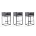 Embassy 38 in. Grey and Black Metal Barstool (Set of 3) - Manhattan Comfort 3-BS018-GY