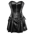 Robe Corset en Faux cuir pour femmes style gothique Sexy fermeture éclair au-dessus du buste