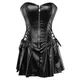 Robe Corset en Faux cuir pour femmes style gothique Sexy fermeture éclair au-dessus du buste