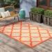 Orange/White 22.05 x 0.07 in Area Rug - Sol 72 Outdoor™ Laub Geometric Sand/Orange Indoor/Outdoor Area Rug, | 22.05 W x 0.07 D in | Wayfair