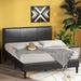 Latitude Run® Brayden Low Profile Platform Bed Upholstered/Faux leather/Metal in Black/Brown | 43.7 H x 78.7 W x 84.2 D in | Wayfair