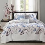 Lark Manor™ Branscum 6 Piece Printed Quilt Set w/ Throw Pillows Microfiber, in Blue | Full/Queen Coverlet + 2 Shams + 3 Throw Pillows | Wayfair