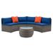 CorLiving Grey Parksville Patio Sectional Set with Blue Cushions 3pc