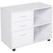 HOMCOM Indoor Office Storage Cabinet with 3 Storage Drawers, Open Shelving, & Wheels