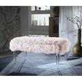 House of Hampton® Caddington Bench Fur/Upholstered, Faux Fur in Pink/Gray/White | 18 H x 40 W x 18 D in | Wayfair HOHM6307 40540936