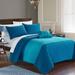 Ebern Designs Arnaz Microfiber Modern & Contemporary 4 Piece Quilt Set Microfiber in Green/Blue | Queen Quilt + 2 Queen Shams + Throw Pillow | Wayfair