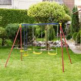 Outsunny Outdoor Swing Set for Backyard with 2-Person Swing and 2 Swings, Playground Equipment Outdoor Playset