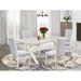 East West Furniture 5 Piece Dining Room Table Set- a Kitchen Table with X-Legs and 4 Grey Linen Fabric Chair(Finish Options)