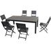 Cambridge Yuma 7-Piece Dining Set with 6 Sling Folding Chairs and a Faux Wood Dining Table