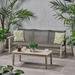 Hampton Outdoor Wood and Wicker Sofa and Coffee Table Set by Christopher Knight Home