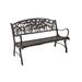 Alcott Hill® Kuebel Cast Iron Iris Garden Outdoor Bench Metal in Brown | 36 H x 50 W x 27 D in | Wayfair C8DE0AE2A0684B8F8DE9C450183B6B70