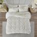 Ophelia & Co. Monte Tufted Cotton Chenille Damask 3 Piece Duvet Set Cotton in White | Full/Queen Duvet Cover + 2 Standard Shams | Wayfair