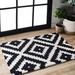 White 24 x 0.28 in Area Rug - George Oliver Decca Geometric Handmade Tufted Wool Black/Cream Area Rug Wool | 24 W x 0.28 D in | Wayfair