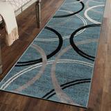 Black/Blue 24 x 0.39 in Area Rug - Wade Logan® Tolchester Abstract Blue/Gray/Black Area Rug Polypropylene | 24 W x 0.39 D in | Wayfair