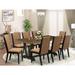 East West Furniture Dining Set- a Dining Table and Light Sable Linen Fabric Parson Chairs, Black(Pieces Options)