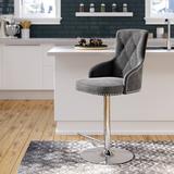 Mercer41 Bocana Swivel Adjustable Height Bar Stool Metal in Yellow | 20.5 W x 22 D in | Wayfair 43DD66C9AD314D2F8D5C2CEEFF66BFF5