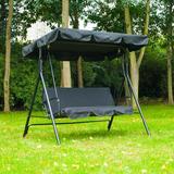 Arlmont & Co. Lesly Porch Swing w/ Stand Metal in Black | 60 H x 68 W x 19 D in | Wayfair 03893872D3DD4D659BFA9E7E4F7CB6AB