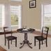 30" Round Pedestal Dining Table with 2 Madrid Ladderback Chairs - 3 Piece Dining Set