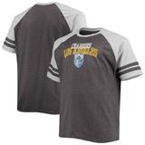 Men's Fanatics Branded Heathered Black/Heathered Gray Los Angeles Chargers Big & Tall Two-Stripe Raglan T-Shirt