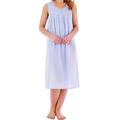 Slenderella Ladies 42" Long Cotton Summer Wide Strap V Neck Blue Spotty Design Long Sleeveless Nightdress Medium 12 14