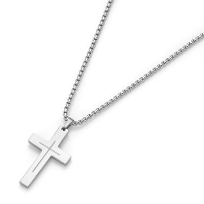 Jacques Charrel - Kette Kreuz Anhänger, Edelstahl Ketten 1 ct Silber Herren Image