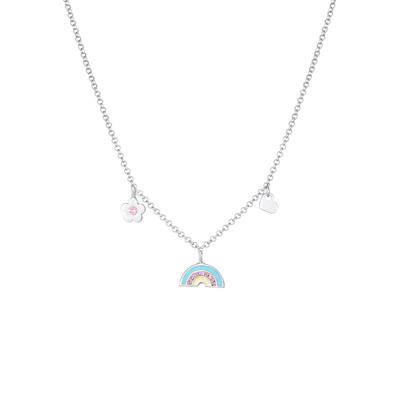 Elli Kinder Regenbogen Herz Blume Kristalle 925 Silber silberfarben Damen Image