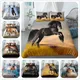 Ensemble de housse de couette 3D Huiling Running Horse linge de lit simple double double reine