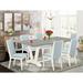 East West Furniture Dining Table Set with Dining Room Table - Linen Fabric dining chairs, Linen White Finish(Pieces Options)