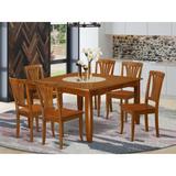 East West Furniture Dining Set Consist of a Square Dining Table with Butterfly Leaf and Dining Chairs (Chair Seat Type Options)