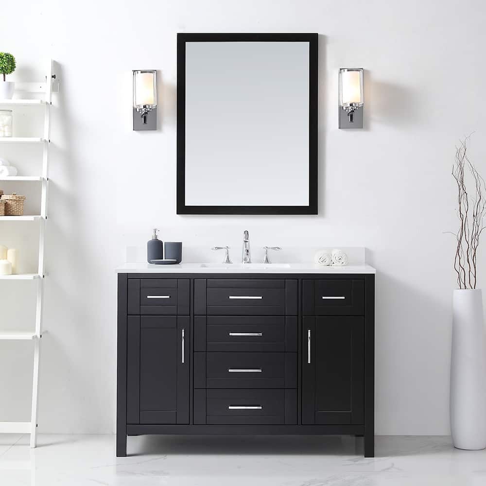 Tahoe 48in. Vanity in Espresso with White Cultured Top and Mirror