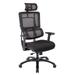 Vertical Black Mesh Back Office Chair with Shiny Black Base in Black Free Flex Fabric with Headrest