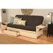 Somette Phoenix Futon Set in Antique White Wood with Innerspring Mattress and Storage Drawers