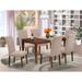 East West Furniture Dining Room Table Set Consist of a Kitchen Table and Linen Fabric Parson Chairs, (Pieces & Finish Options)