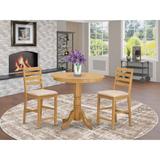 East West Furniture 3 Piece Counter Height Set- a Wooden Table and 2 Kitchen Chairs, Oak (Chair seat Options) - JACF3-OAK-C