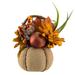 9" Mixed Autumn Harvest Flora in a Pumpkin Basket Decoration