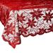 Lace Rectangular Table Cloth Cover, 60 x 80 inches Poinsettia Red Tablecloth for Christmas Holiday Party, Festive Events