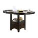 Oval Wooden Counter Height Table with Extension Leaf and Open Shelf, Brown