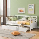 Red Barrel Studio® Safak Solid Wood Daybed w/ Trundle Wood in White | 34 H x 41.2 W x 78.6 D in | Wayfair 4EC1FB249E0C4D76BFD69D9CB3AAC45D