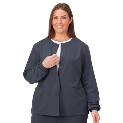 Plus Size Women's Jockey Scrubs Women's Snap to it Warm-Up Jacket by Jockey Encompass Scrubs in Charcoal (Size M(10-12))