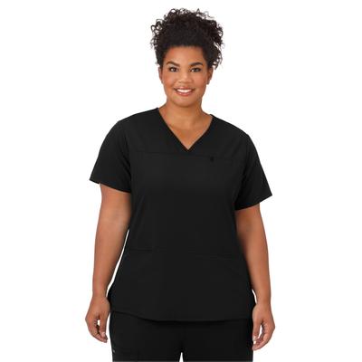 Plus Size Women's Jockey Scrubs Women's True Fit Crossover V-Neck Top by Jockey Encompass Scrubs in Black (Size L(14-16))