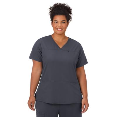 Plus Size Women's Jockey Scrubs Women's True Fit Crossover V-Neck Top by Jockey Encompass Scrubs in Charcoal (Size M(10-12))